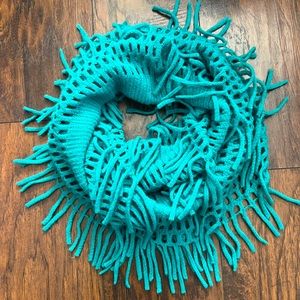 Turquoise Infinity Scarf with Fringe